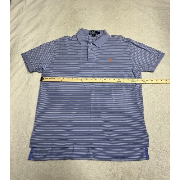 Polo Ralph Lauren Pima Cotton Blue Striped Polo Shirt Short Sleeve Size Large - Picture 4 of 6